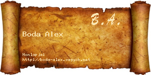 Boda Alex névjegykártya