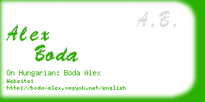 alex boda business card